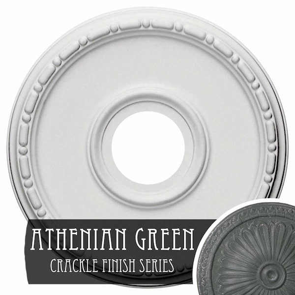 Ekena Millwork Medea Medallion (Canopies up to 5 3/8"), 16 1/2"OD x 3 7/8"ID x 1 1/2"P, Athenian Green Crackle CM16MEAGC - main